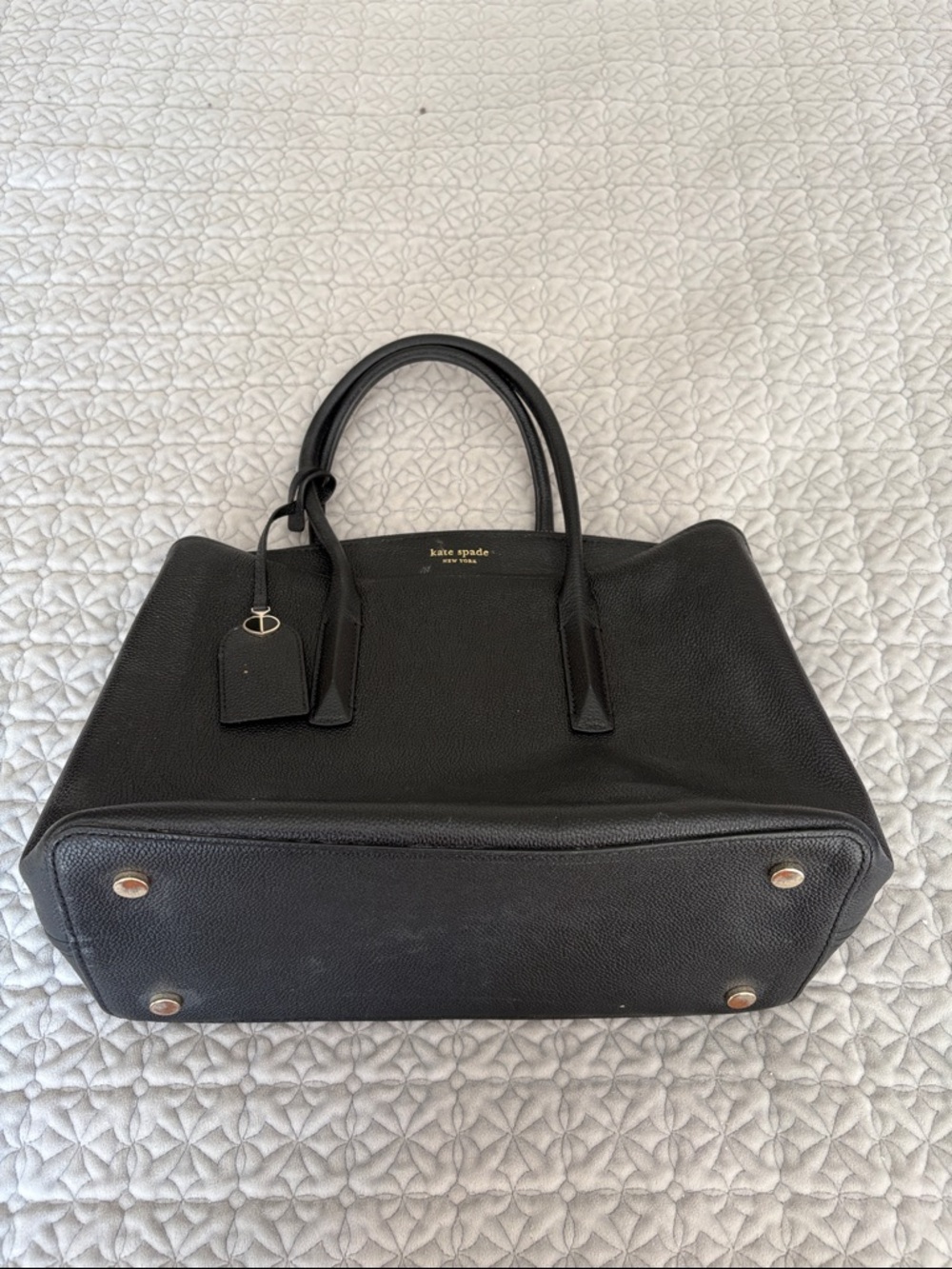 kate spade Black Pebbled Leather Satchel with Gold Hardware